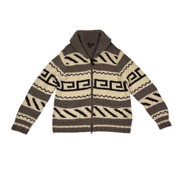 J Crew Western Cowichan Eagle Handknit Shawl Sweater Cardigan - Picture 1 of 6